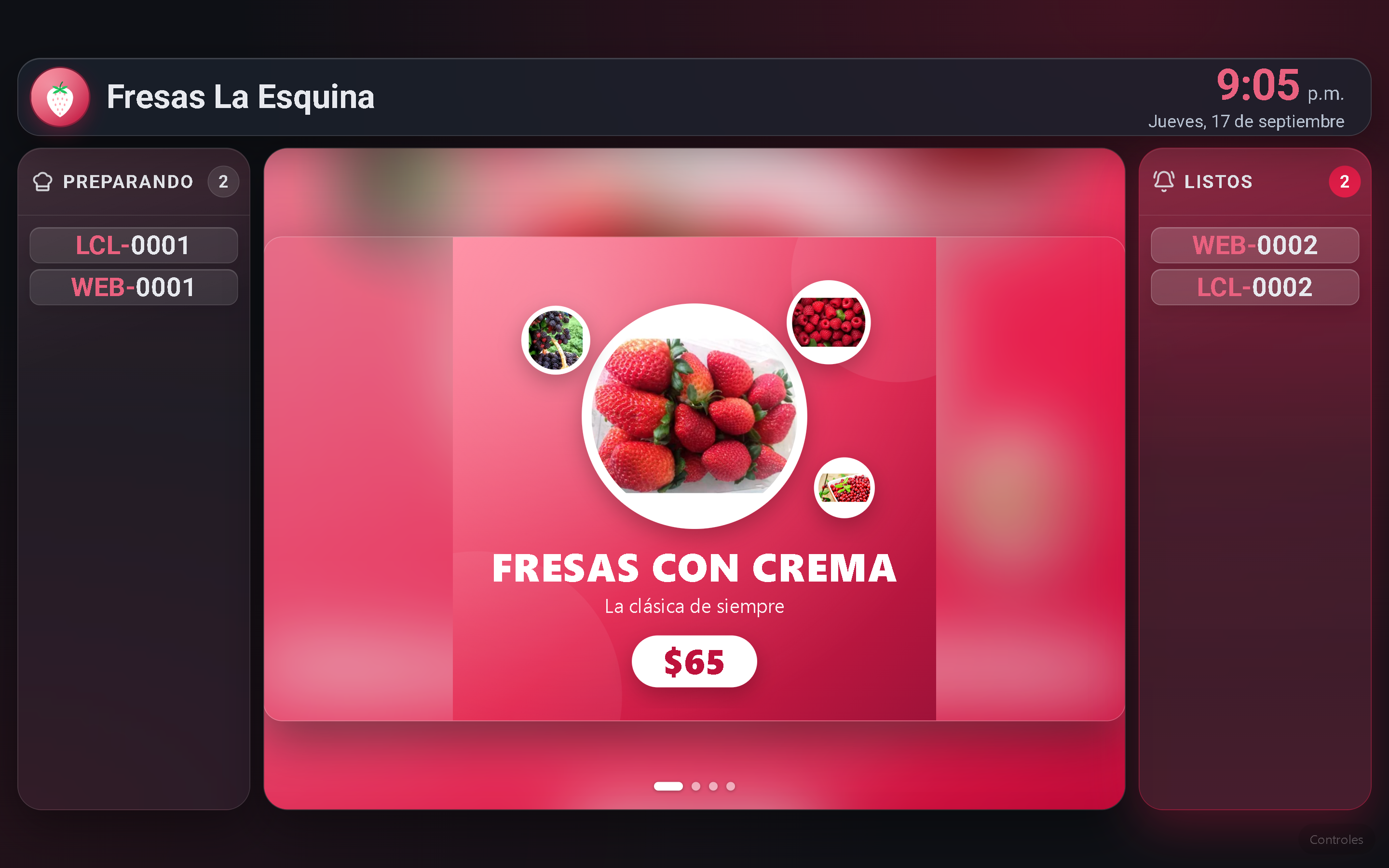 Modo TV con los pedidos LCL-0001 y WEB-0001